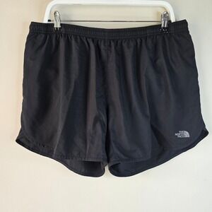 The North Face Mens Black Running Shorts XL Built-in Liner Zipper Pocket Reflect